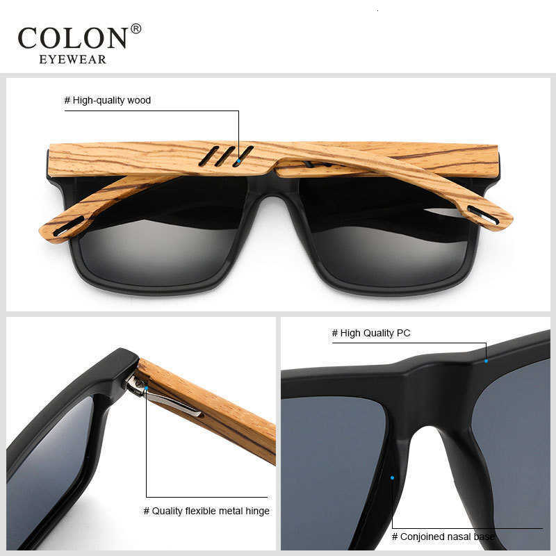 Oi Wood Women Sun glasses Square Sunglasses Wooden Eyeglasses polarized Red Lenses Mens GlassesT251213 - view 5