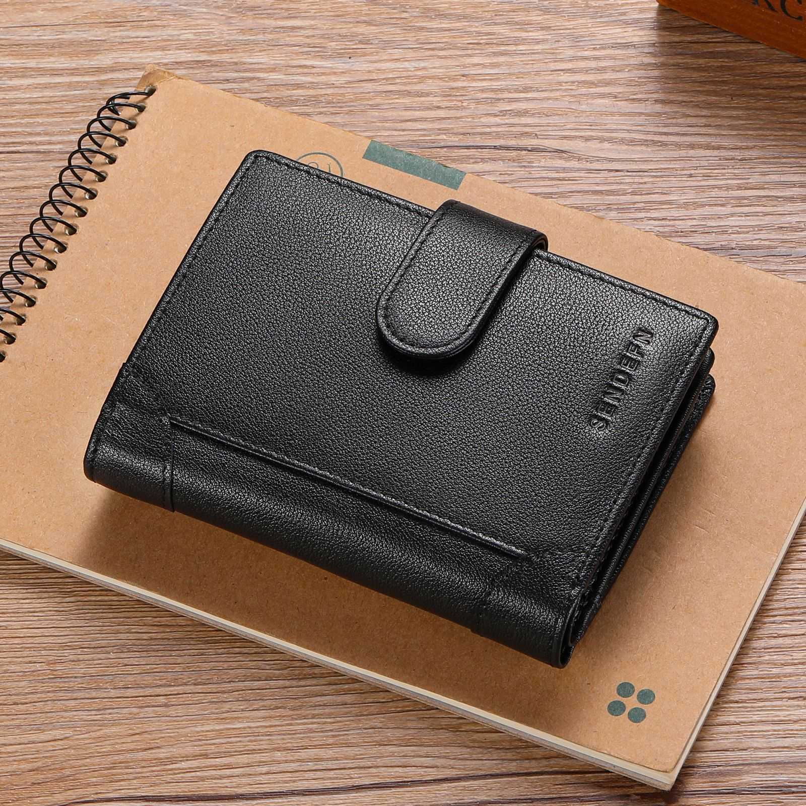 SENDEFN New Model RFID Men's Leather Short Wallet Money Clip Multi-functional Large Capacity Money Clip Q261017 - view 6