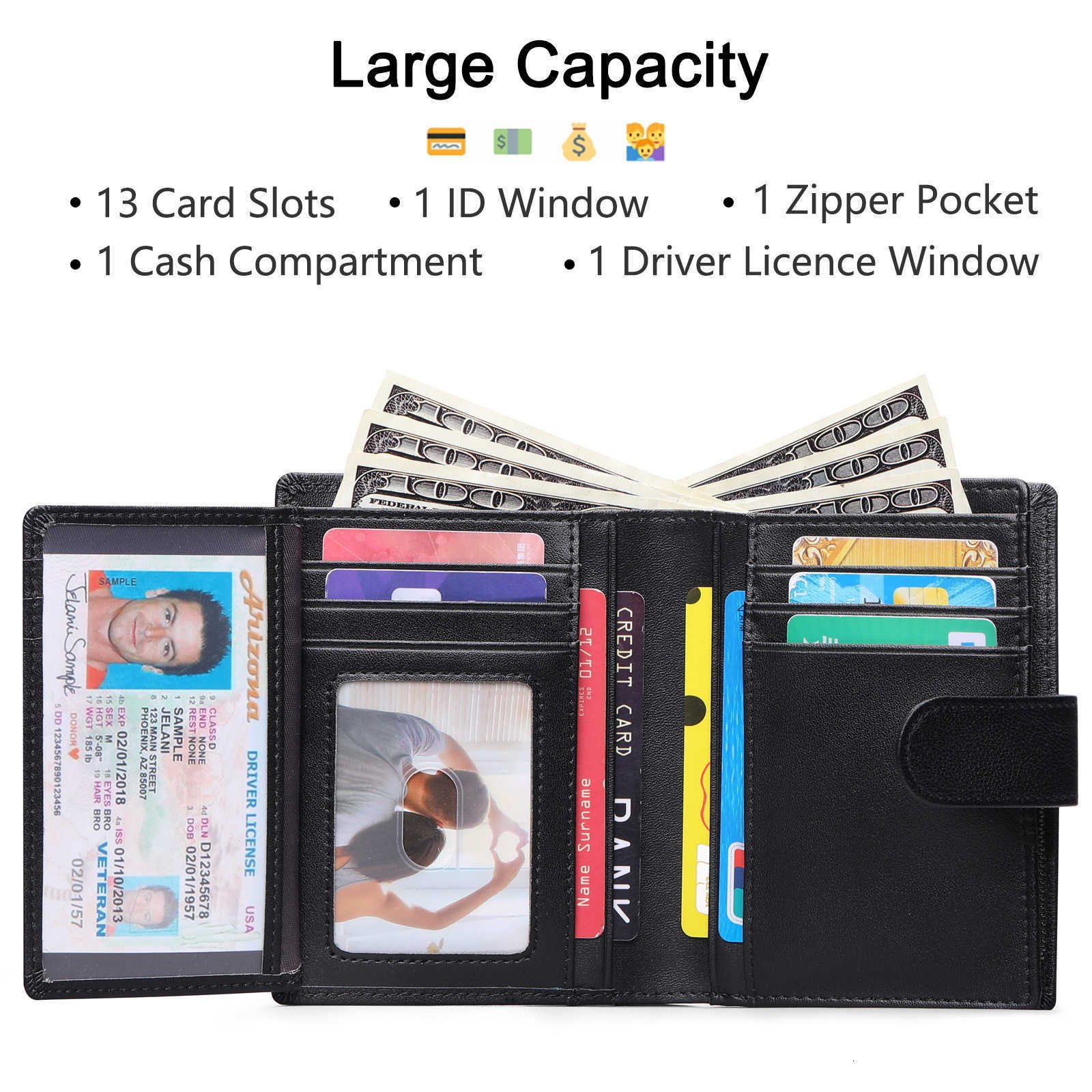 SENDEFN New Model RFID Men's Leather Short Wallet Money Clip Multi-functional Large Capacity Money Clip Q261017 - view 3