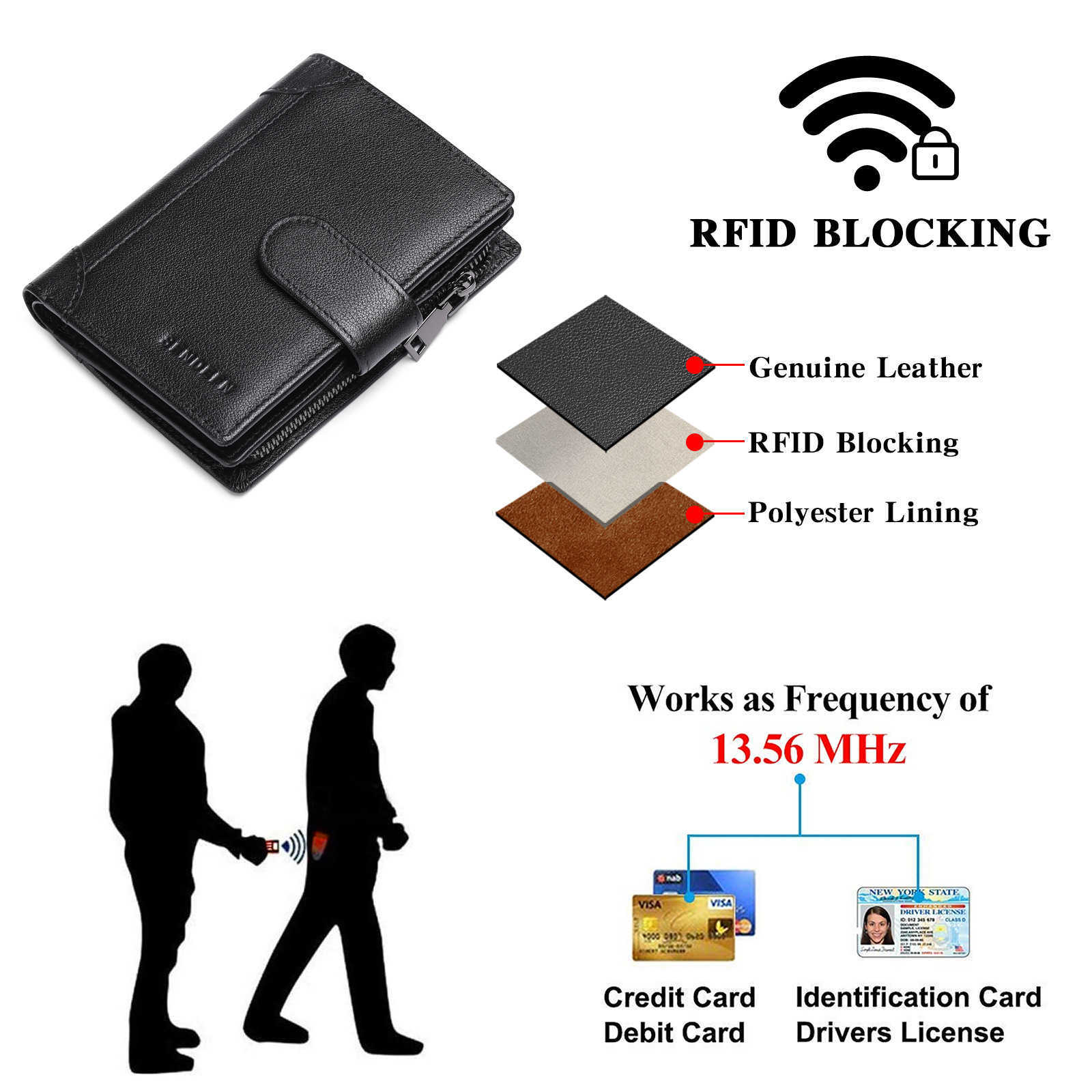 SENDEFN New Model RFID Men's Leather Short Wallet Money Clip Multi-functional Large Capacity Money Clip Q261017 - view 4