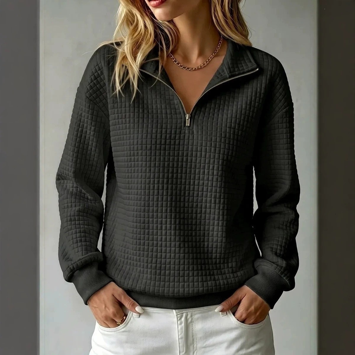 Womens Style Small Style Lapel Button Top Hoodie for Women 250109