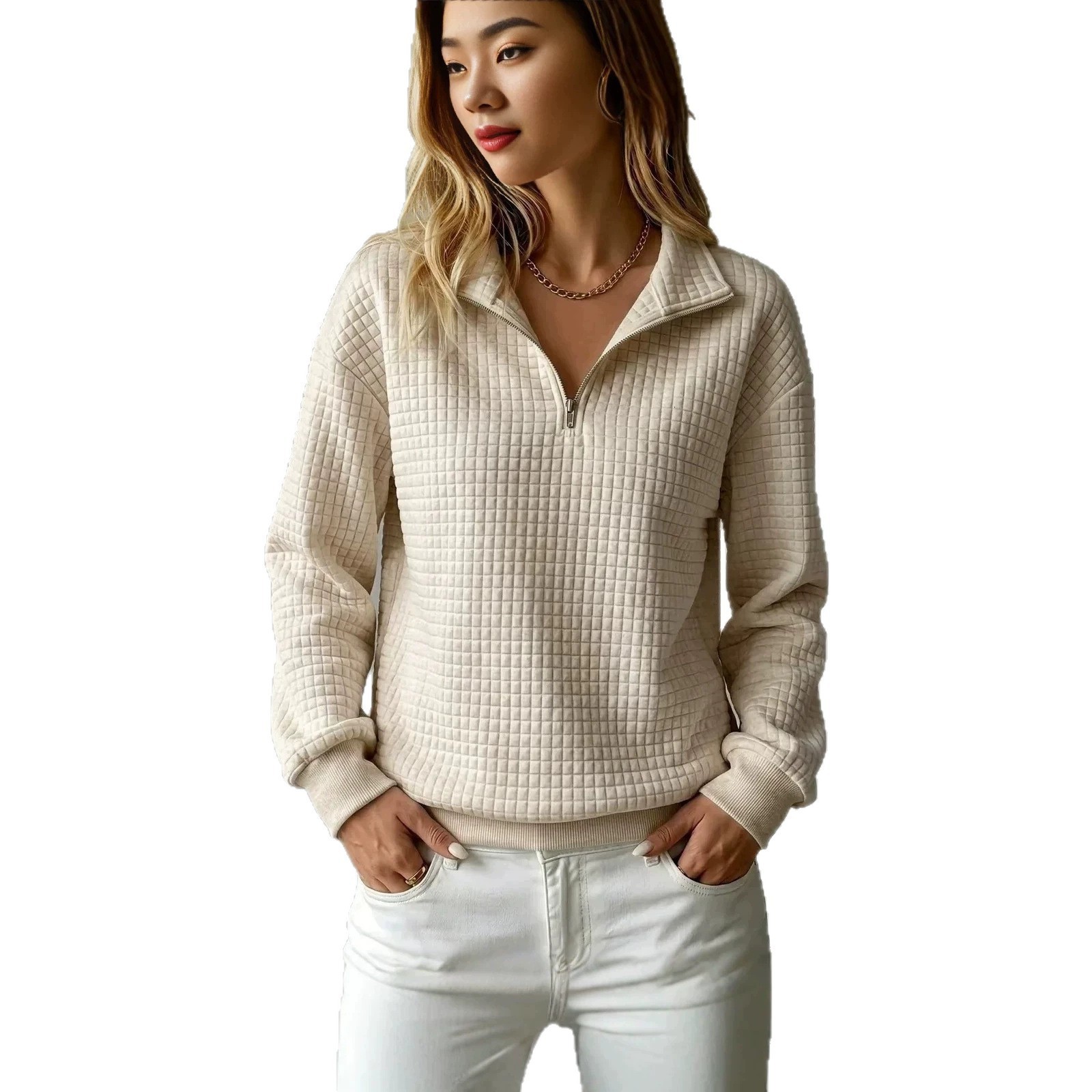 Womens Style Small Style Lapel Button Top Hoodie for Women 250109 - view 5