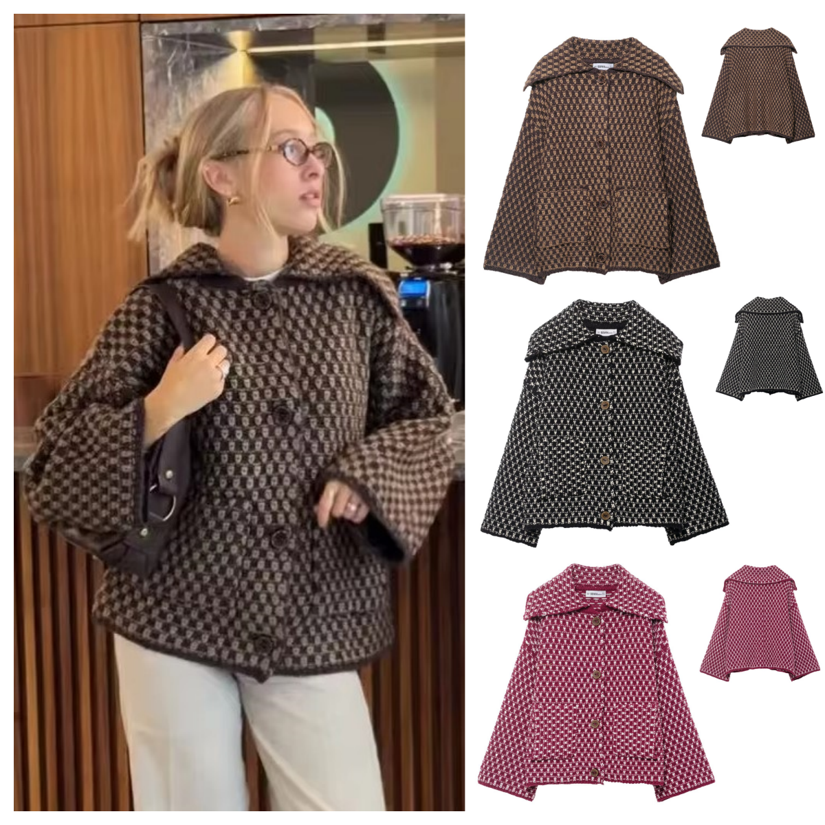 Women's Knits 2026 Autumn Brown Long Sleeve Knitted Cardigans Women Elegant Lapel Single Breasted Loose Sweater Coat Knitwear Korean Style