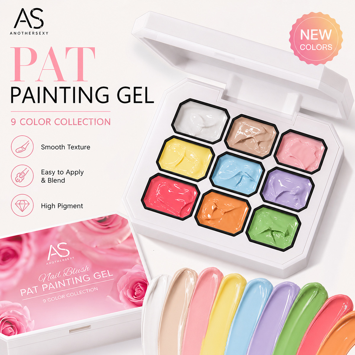 Luxury 2026 New AS 9 Colors Painting Nail Polish Set Blooming Transfer Design UV LED Soak Off Varnish Gradient Pat Gel Nail Gel Palette Kit Fast Shipp