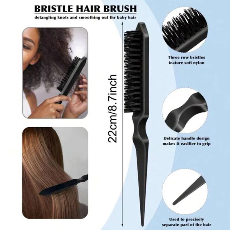 Luxury New Bristle Slick Back Hair Brush For Sleek Ponytail Bun Smoothing Hair Brushes Flyaways Edge Control - Backcombing Fast Shipping Y261023 - view 5