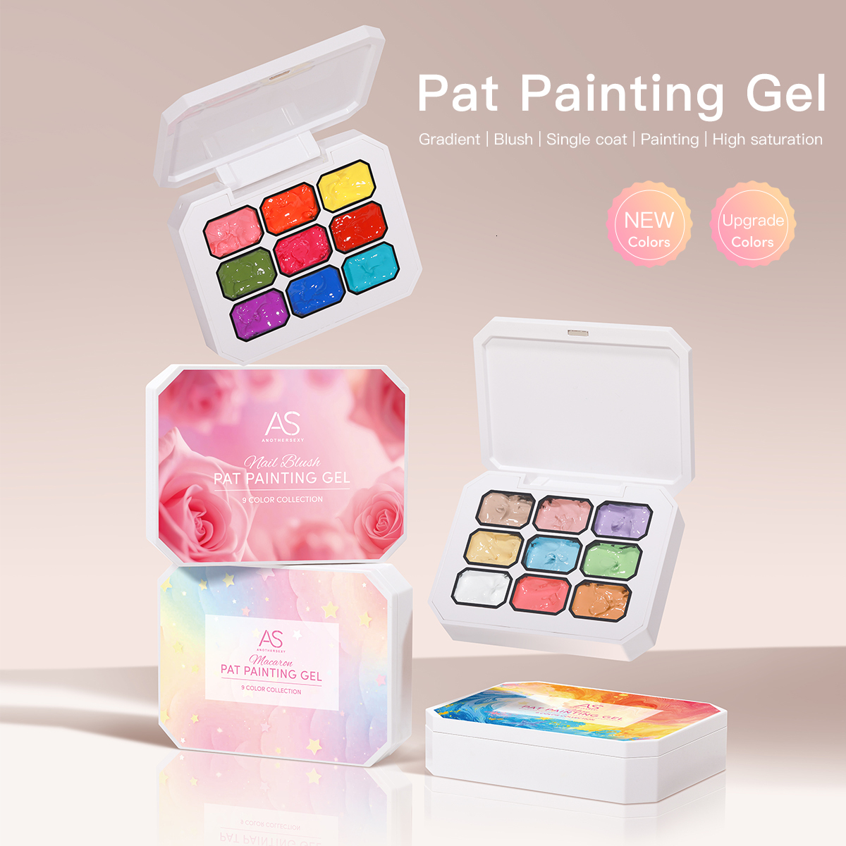 Luxury 2026 New AS 9 Colors Painting Nail Polish Set Blooming Transfer Design UV LED Soak Off Varnish Gradient Pat Gel Nail Gel Palette Kit Fast Shipp - view 5