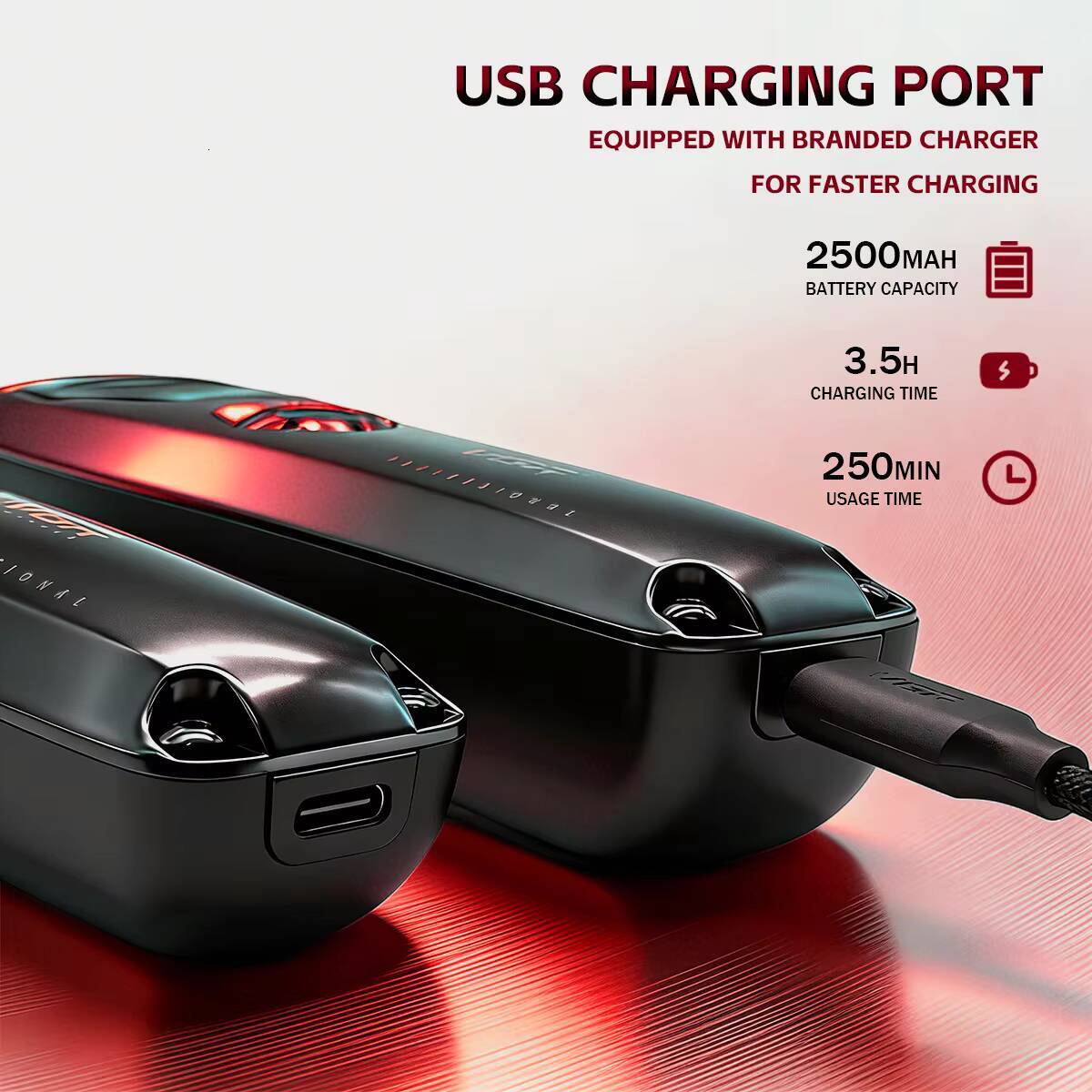 Luxury New VGR Professional Barber Clippers 11000 RPM Hair Cutting Machine Vector Motor Trimmer For Men V-668 Fast Shipping Y261022 - view 5