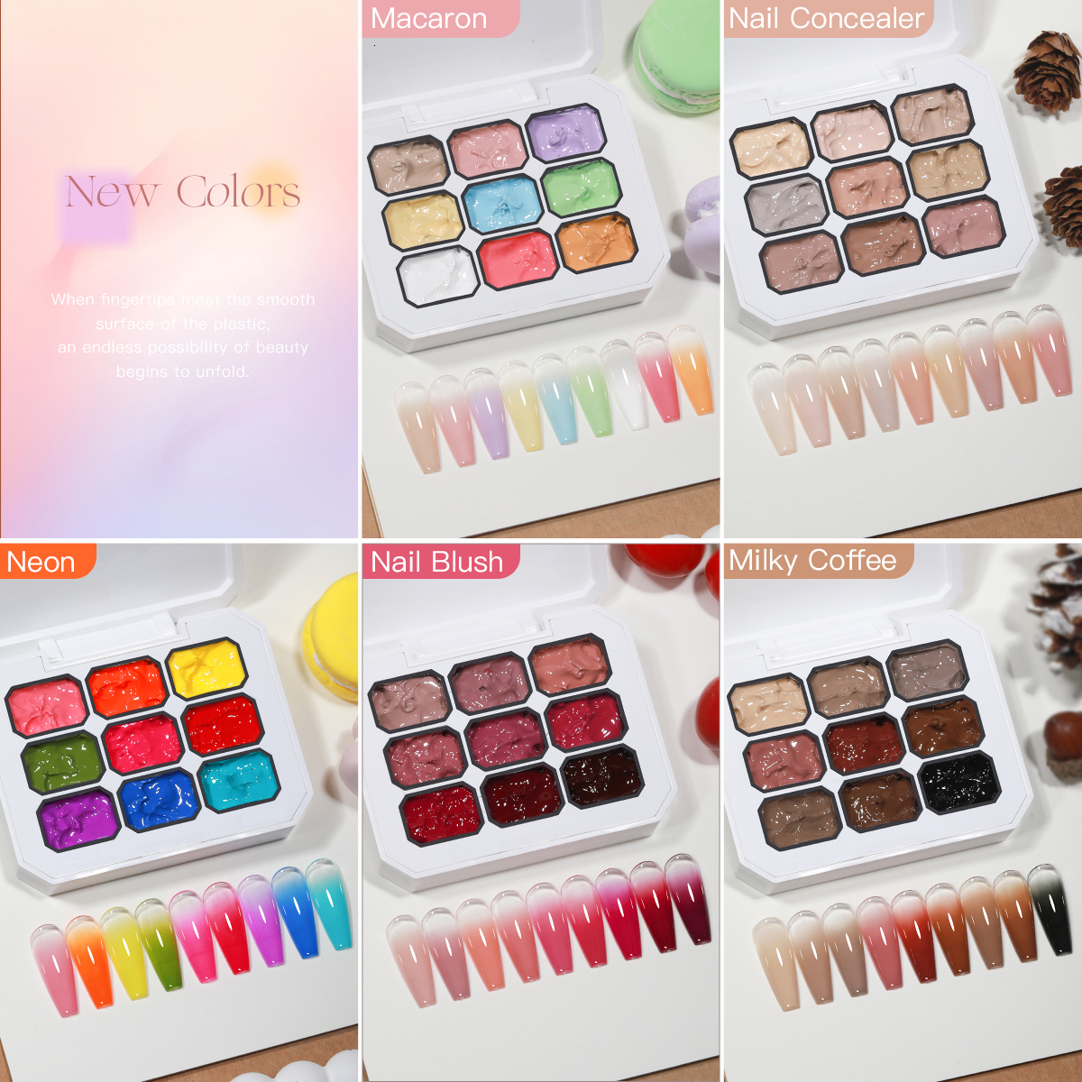 Luxury 2026 New AS 9 Colors Painting Nail Polish Set Blooming Transfer Design UV LED Soak Off Varnish Gradient Pat Gel Nail Gel Palette Kit Fast Shipp - view 6