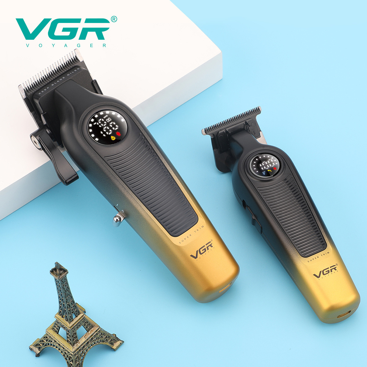 Luxury New Hair Trimmer VGR-196&996 Professional Clipper DLC LED Display Cordless USB Ceramic Men's Haircut Hair Trimmer Machine Fast Shipping Y2