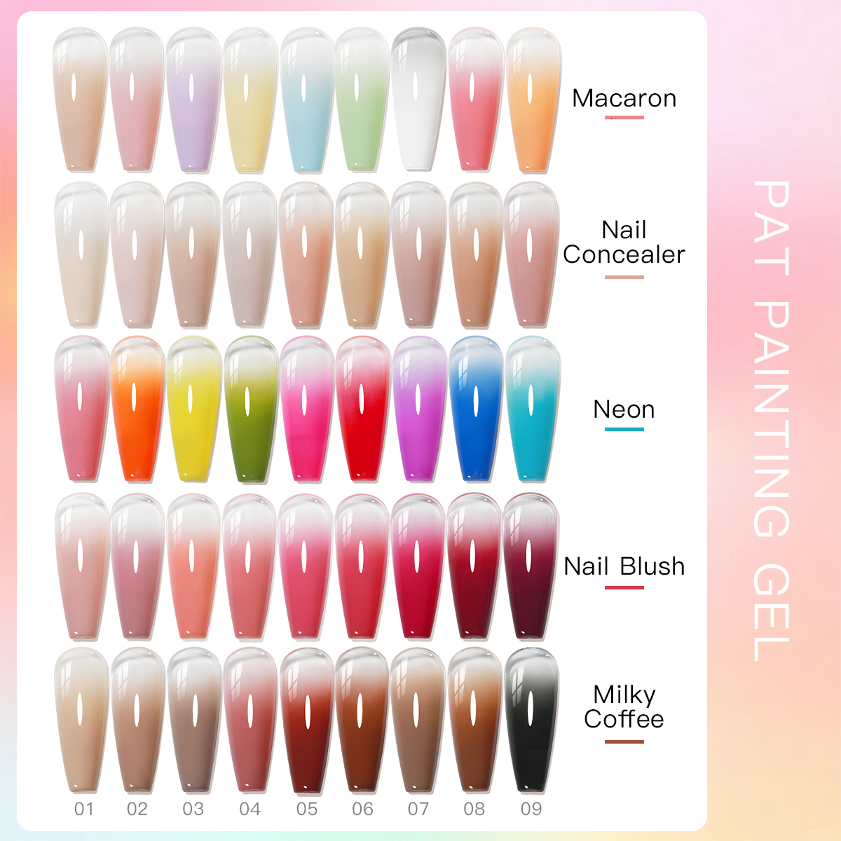 Luxury 2026 New AS 9 Colors Painting Nail Polish Set Blooming Transfer Design UV LED Soak Off Varnish Gradient Pat Gel Nail Gel Palette Kit Fast Shipp - view 4