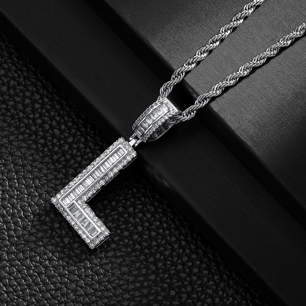 Luxury Iced Moissanite Letter A Pendant, Baguette Main Stone Hip Hop Initial Jewelry Bulk Supply - view 8