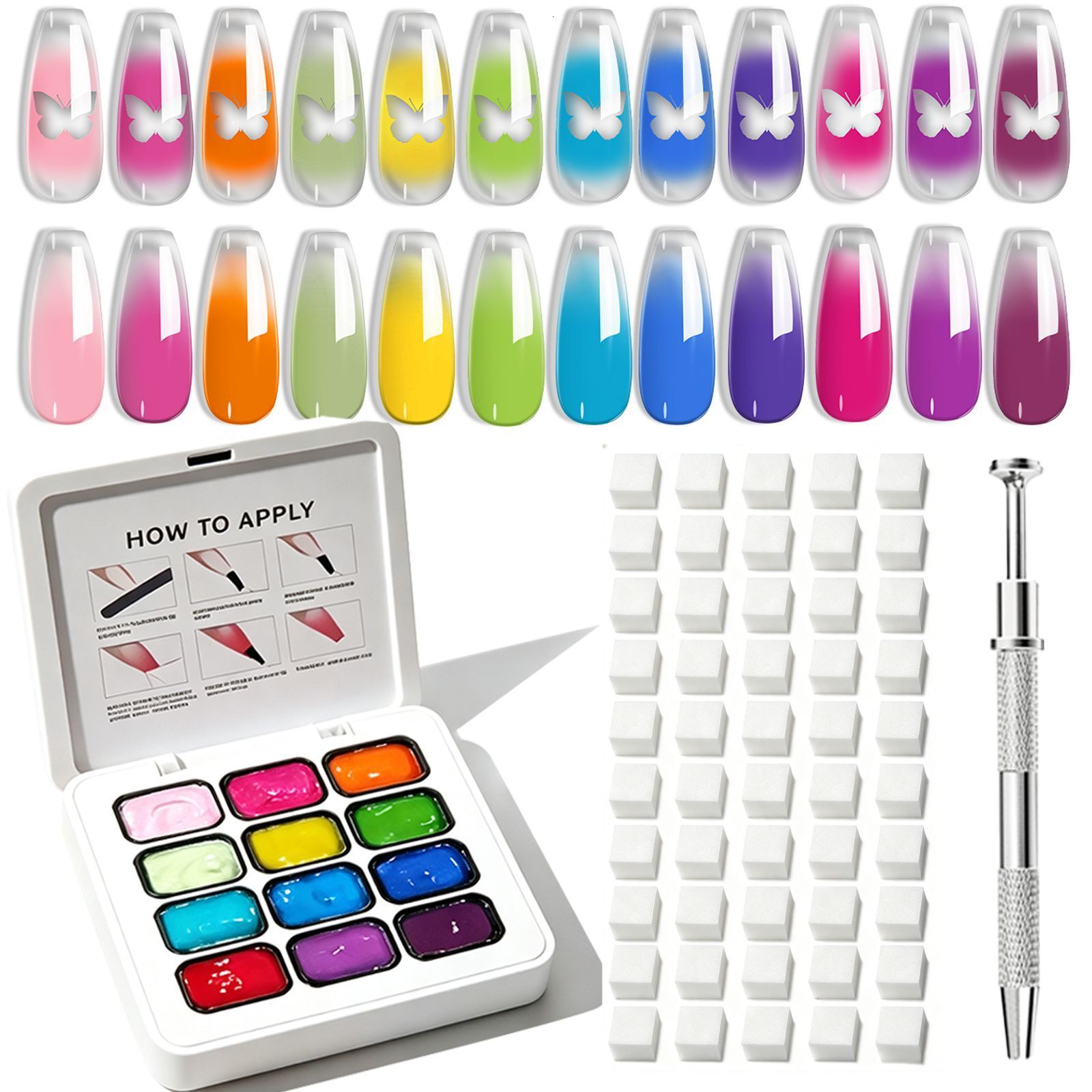 Luxury 2026 New 12 Colors Polish Nail Art Kits 100pcs Sponge Tip Nail Art Gel Set No Wipe Easy To Remove Polish Professional Glue Manicure Fast Shippi - view 5