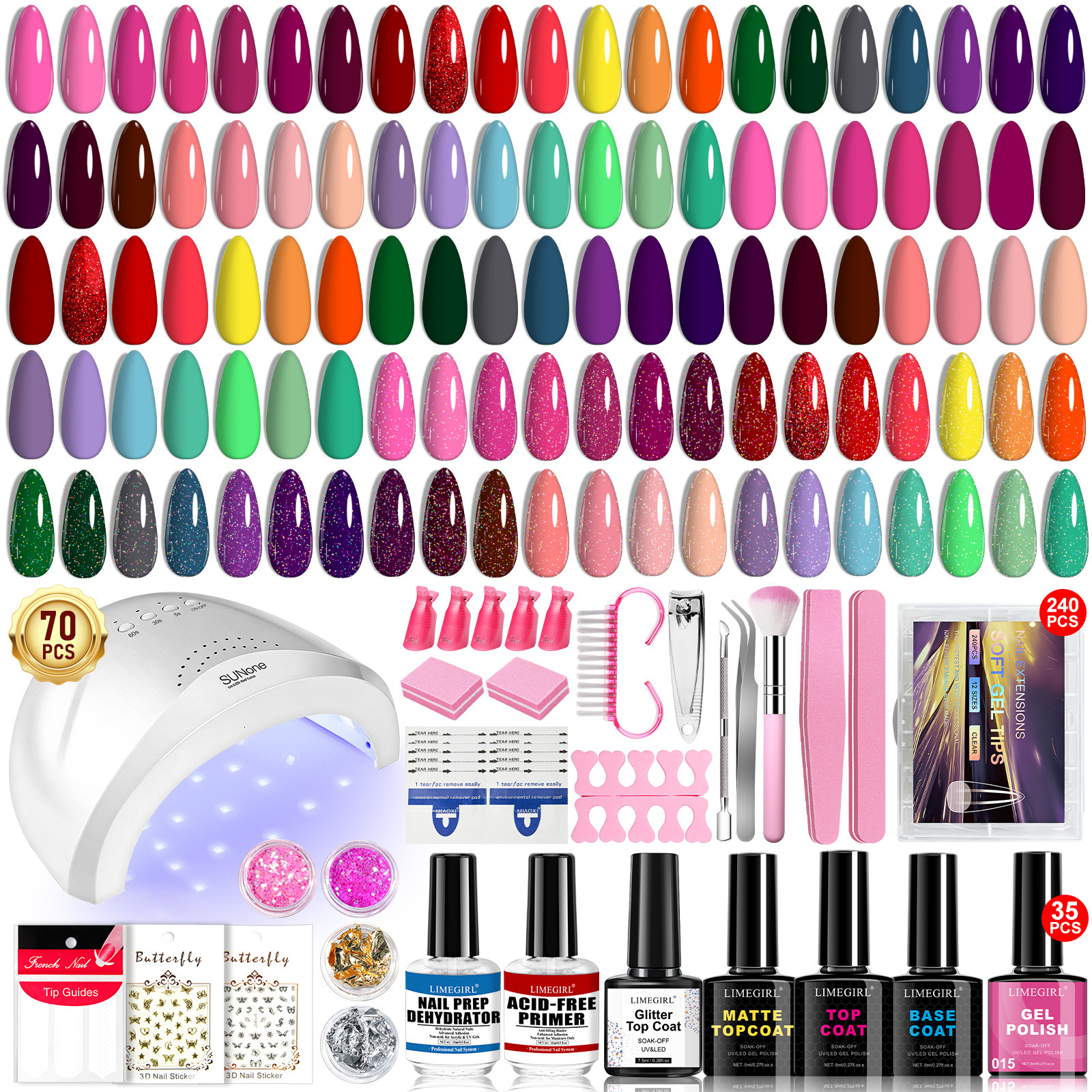 Luxury 2026 New Nail Art Kits 35 Colors Polish Set Art Accessories False Nails Paint Dryer Lamp Large Set Of Crystal Powder Professional Fast Shipping - view 3