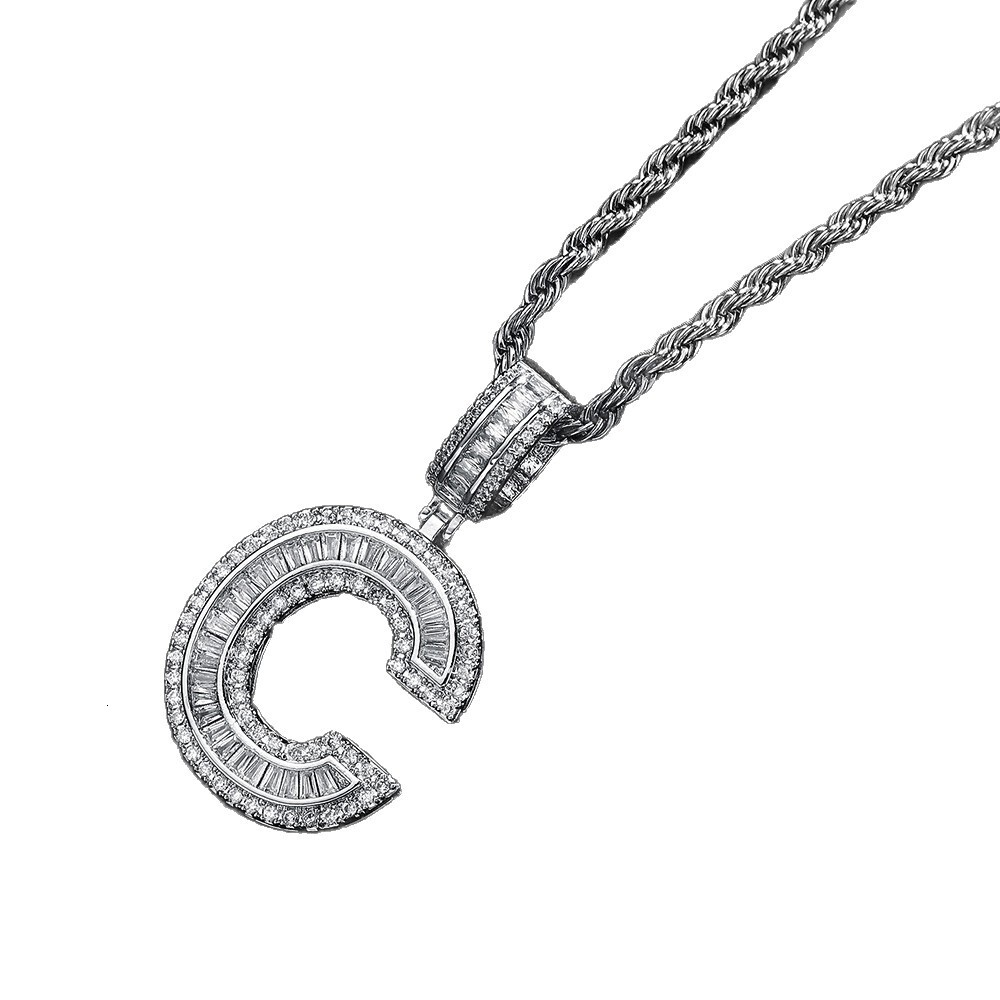 Luxury Iced Moissanite Letter A Pendant, Baguette Main Stone Hip Hop Initial Jewelry Bulk Supply - view 6