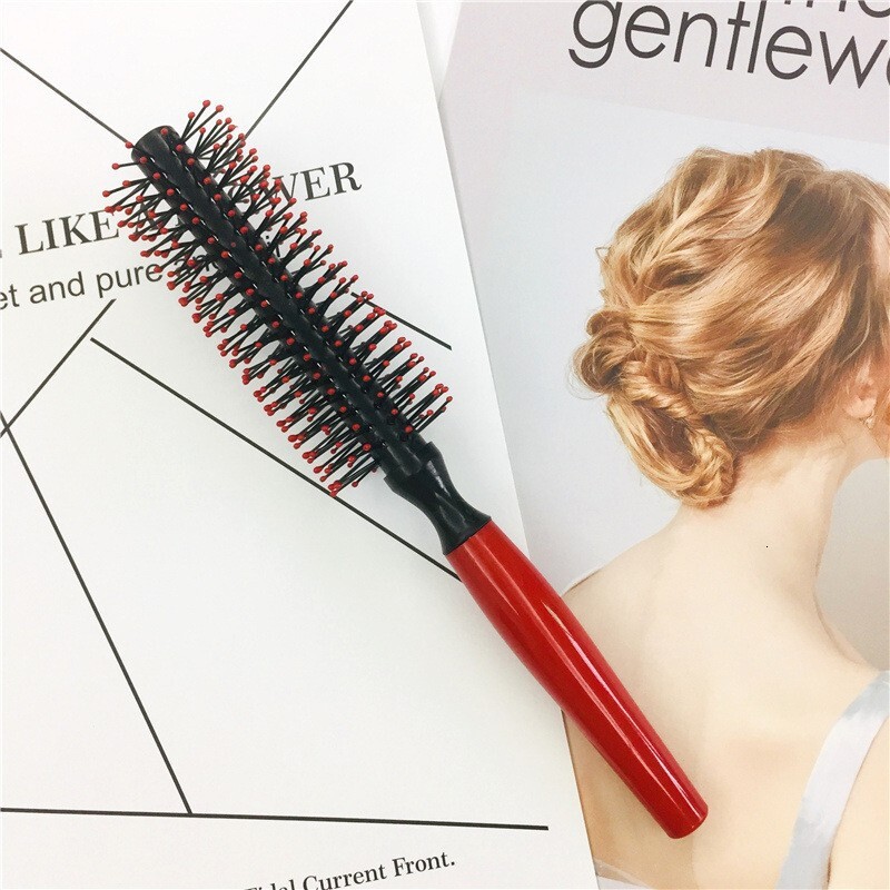 Luxury New Professional Anti-Static Cylindrical Hair Brushes Bristle Curly Styling Round Nylon Teeth Roller Comb Special For Real Hair Free Shipping Y - view 6