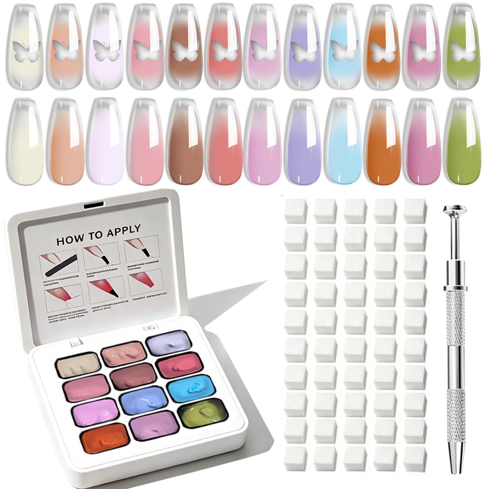 Luxury 2026 New 12 Colors Polish 100Pcs Sponge Tip Gel Set No Wipe Nail Art Kits Easy To Remove Highly Pigmented Special Glue for Manicure Fast Shippi - view 6
