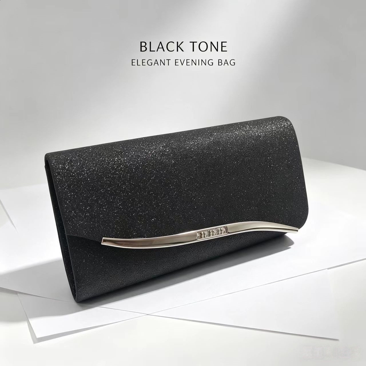 Champagne gold and silver glitter evening bag women's clutch metal embellishment ious n suitable for formal occasions parties 250401 - view 8