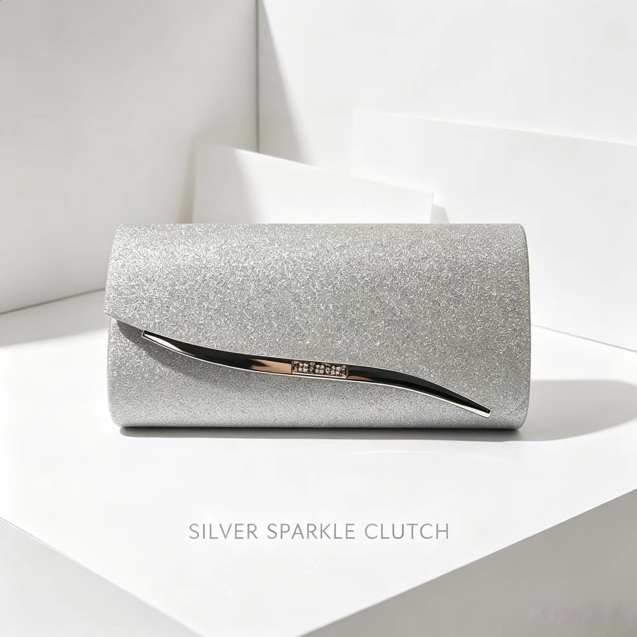 Champagne gold and silver glitter evening bag women's clutch metal embellishment ious n suitable for formal occasions parties 250401 - view 9