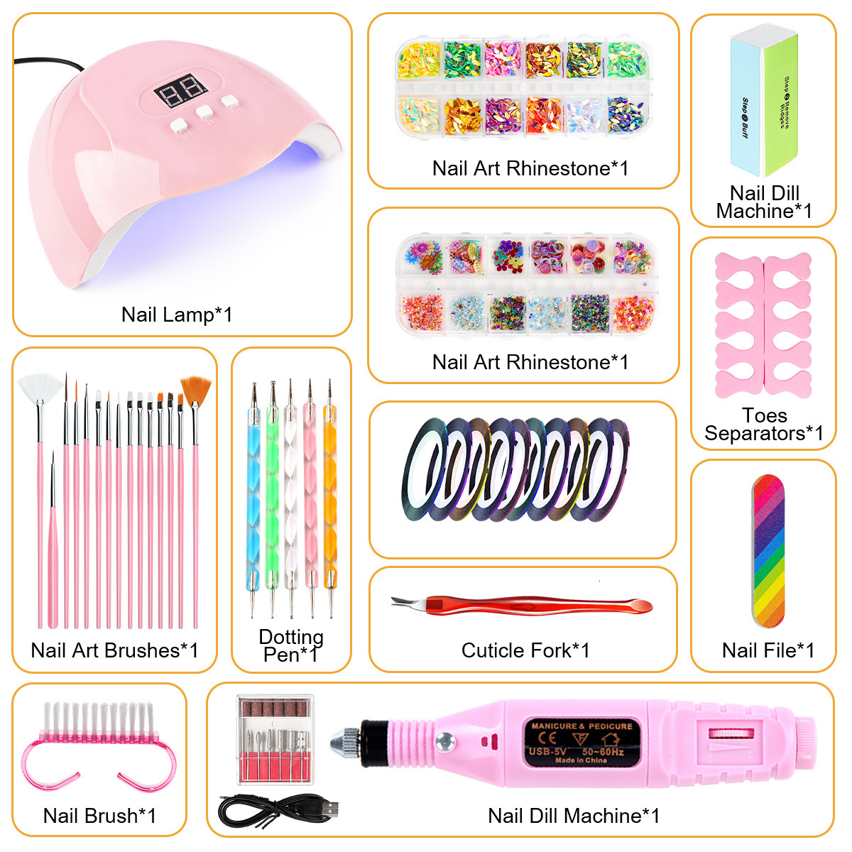 Luxury 2026 New Nail Art Kits Crystal Powder Liquid Gel Optional Polishing Painting Decoration Manicure Professional Fast Shipping X261024 - view 3
