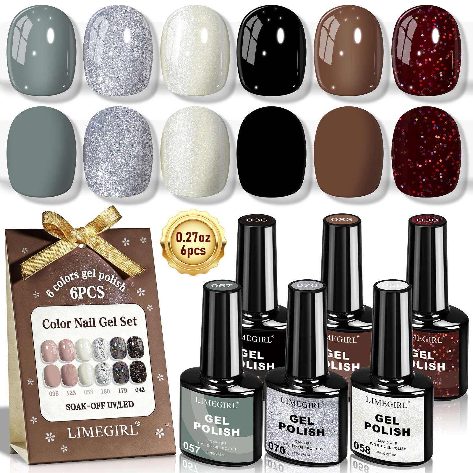 Luxury 2026 New Nail Polish Gel 6 Colors Set Popular Hard Women No Wash Matte Multifunctional Top Base Coat Nail Dryer Lamp Fast Shipping X261026