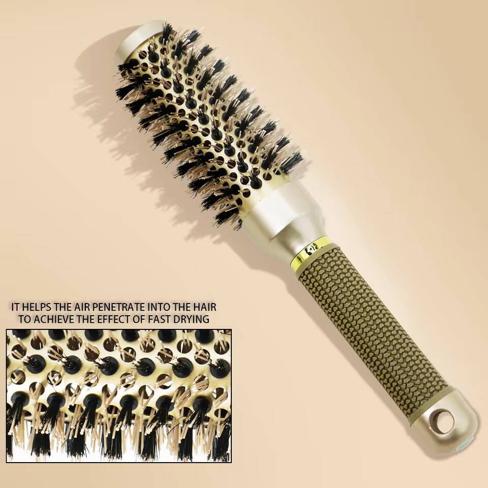 Luxury New Aluminum Tube Barrel Curling Anti Static Round Pro Barber Hair Rolling Brush Salon Styling Tools Hair Brushes Free Shipping Y261025 - view 4
