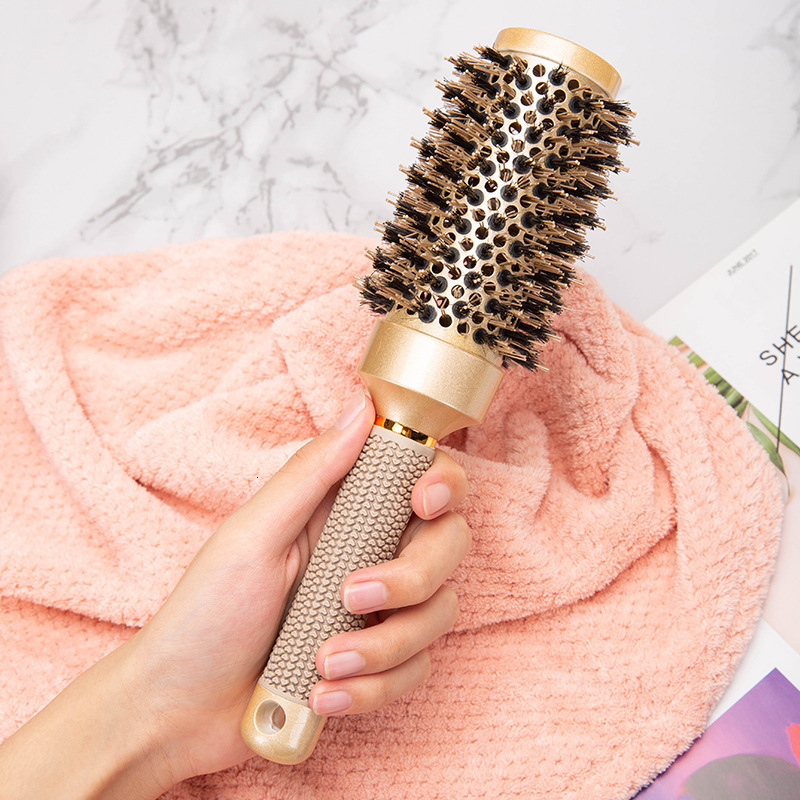 Luxury New Aluminum Tube Barrel Curling Anti Static Round Pro Barber Hair Rolling Brush Salon Styling Tools Hair Brushes Free Shipping Y261025 - view 3