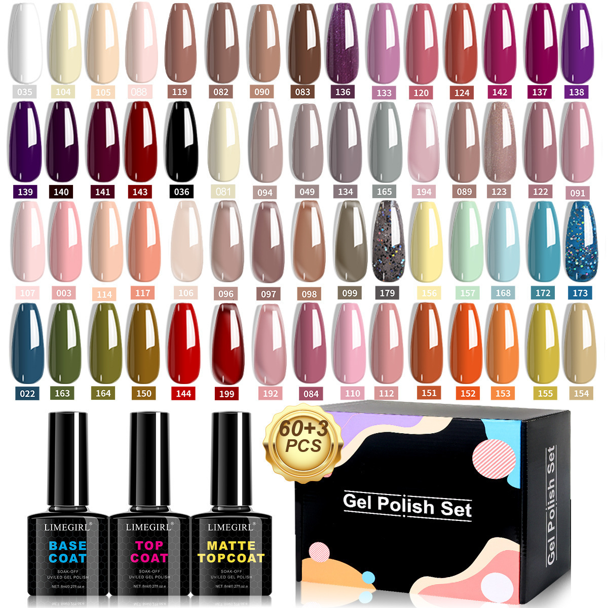 Luxury 2026 New 60 Colors Nail Gel Set Popular Hard Nail Polish Removable UV Gel No Wash Matte Top Base Coat Nail Dryer Lamp Fast Shipping X261026