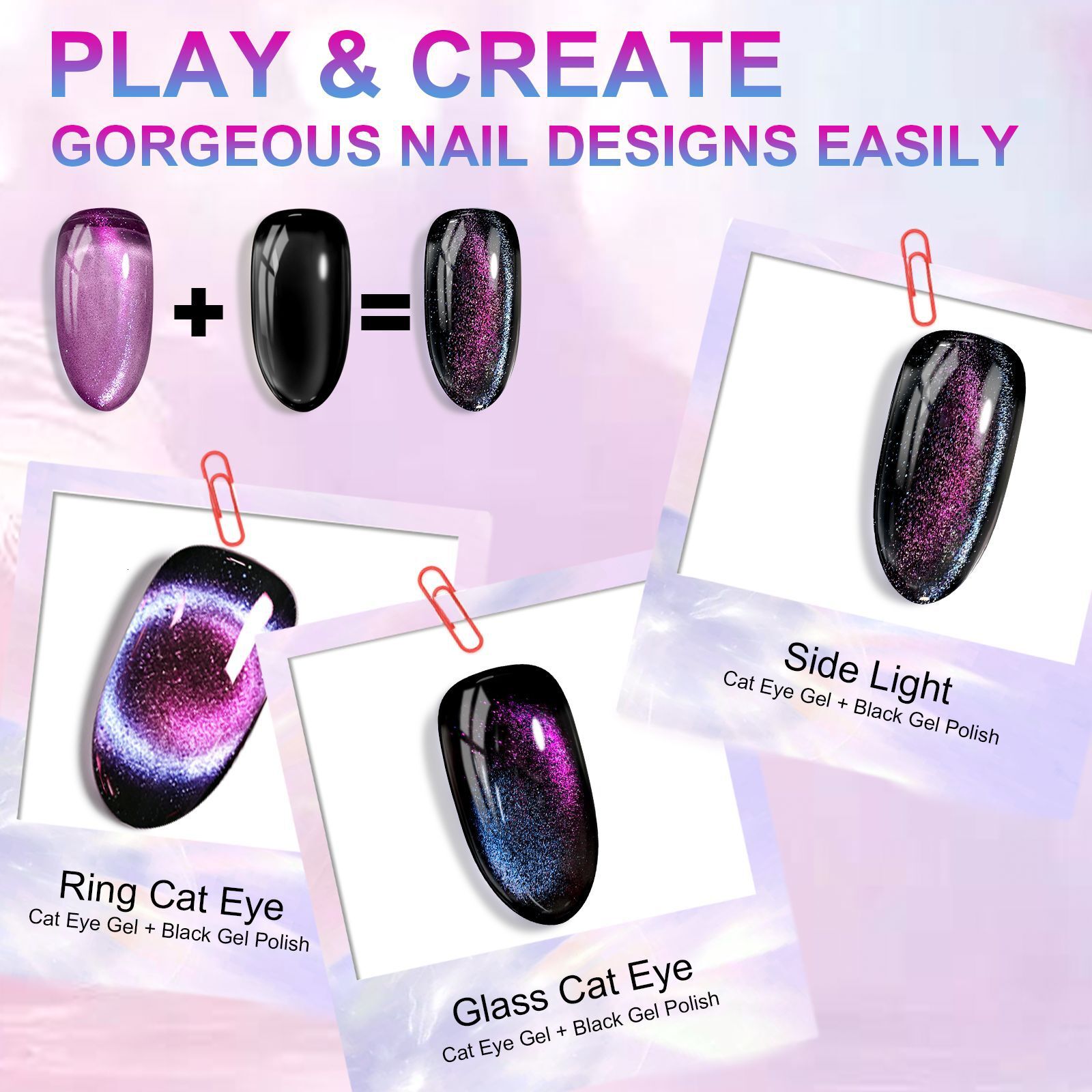 Luxury 2026 New 9Pcs Set Glassy Cat Eye Magnet Nails Black Polish Nail Art Tool Gel Set Magnetic Christmas Gift Nail Gel Box UV Gel Fast Shipping X261 - view 4