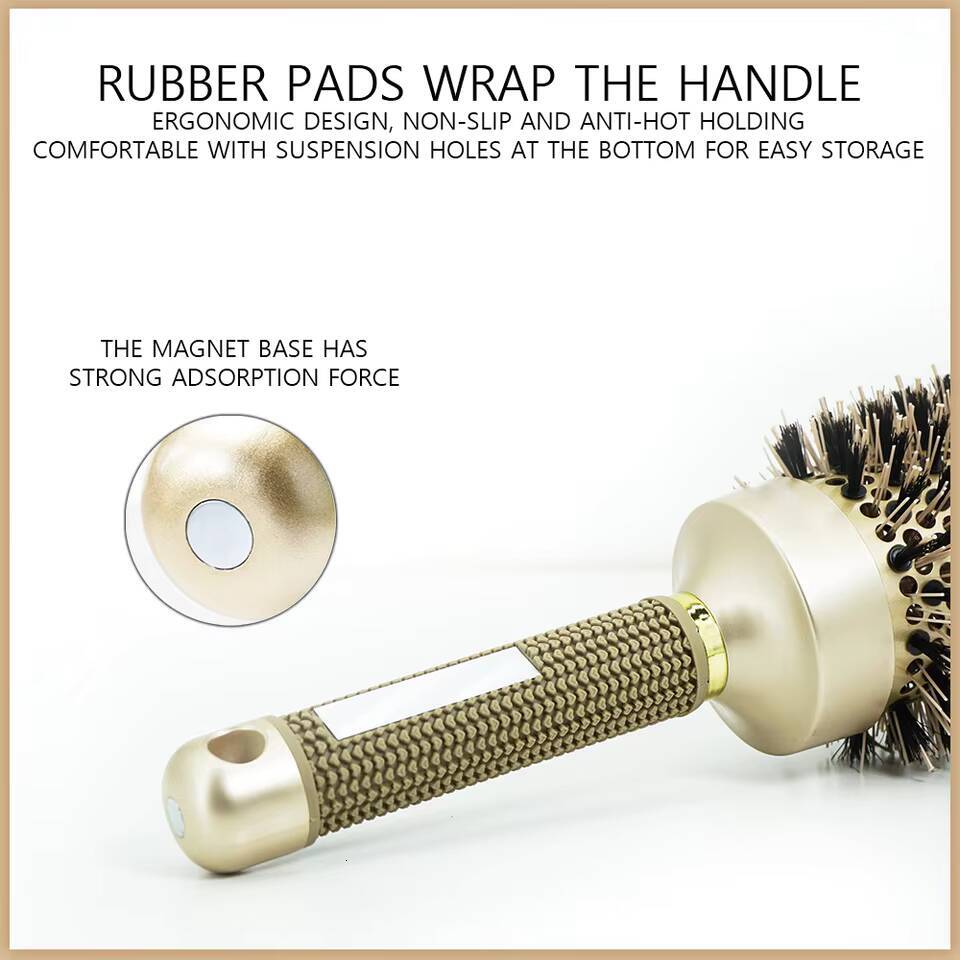 Luxury New Aluminum Tube Barrel Curling Anti Static Round Pro Barber Hair Rolling Brush Salon Styling Tools Hair Brushes Free Shipping Y261025 - view 5