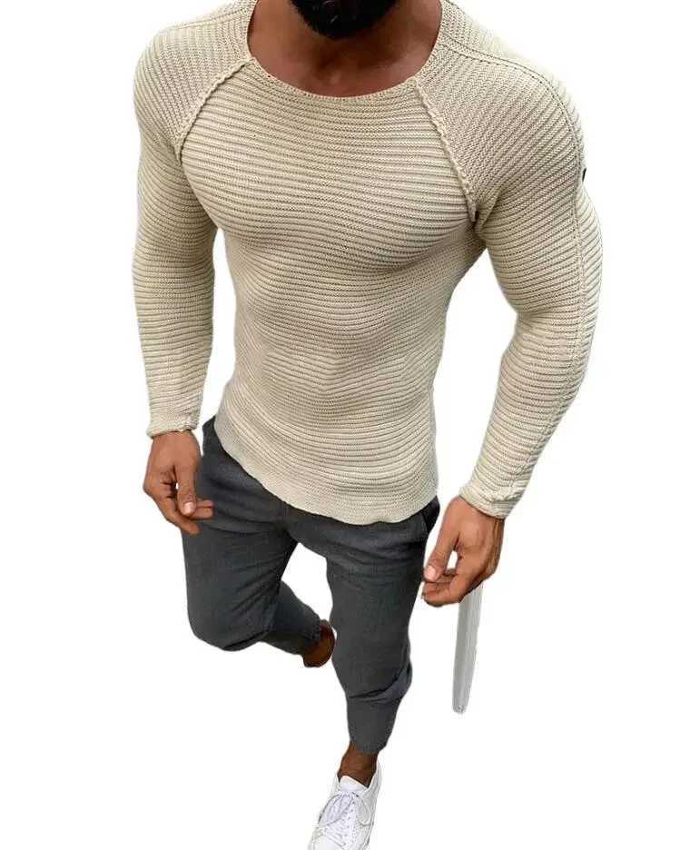 Men's Sweaters Knitted Streetwear Long sleeve Pullover Men O-neck Solid Color Long sleeve Warm Slim Sweaters Men Men's Sweater Male Clothing - view 5