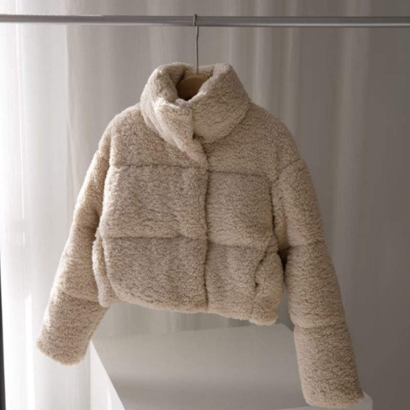 Women's winter coat artificial lamb wool thick fleece cotton tops warm short coat - view 6
