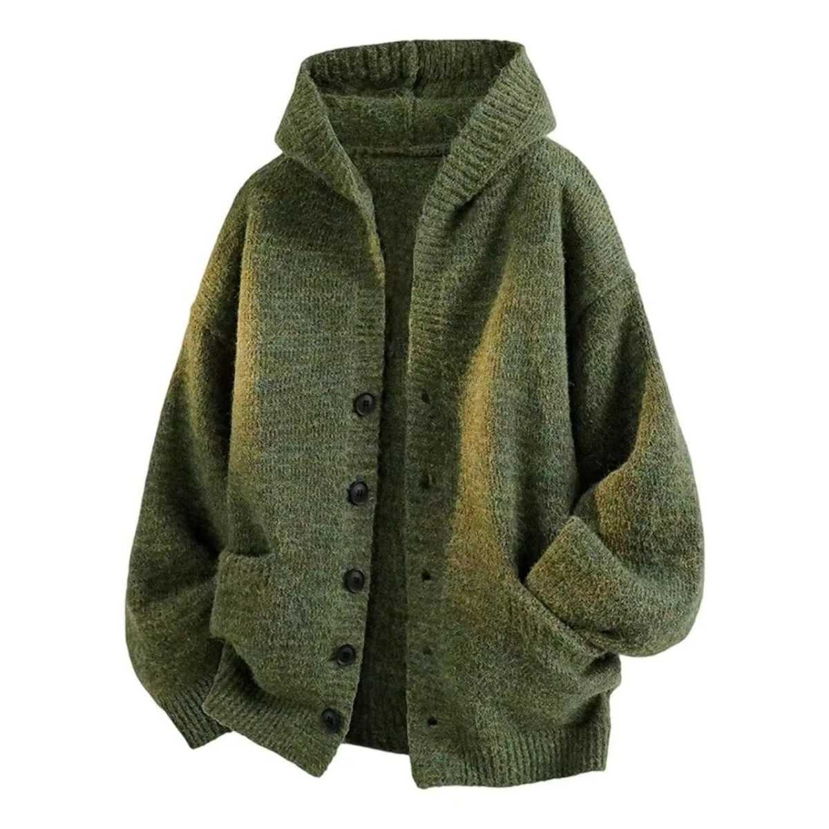 Men's Sweaters American Hooded Open Cardigan Sweater Men's Autumn Winter New Lazy Style Loose Knitted Outerwear Trendy H261026 - view 4