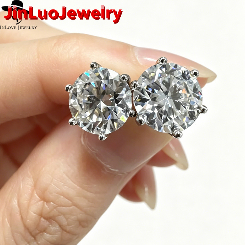 GRA CertificatePass Diamond Tester Hip Hop Classic Gold Plated 925 Silver VVS Moissanite Stud Earrings Men and Women