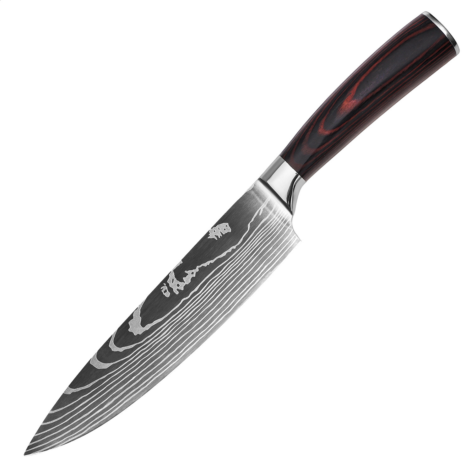 MDHAND Kitchen Bread Knife Serrated n Laser Damascus Knives 7CR17 Stainless Steel Blade Chef gift box 260403BJ - view 8