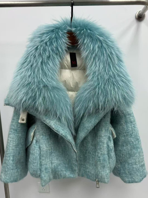 European version 2026 winter new wool raccoon fur collar down jacket women's short style elegant thickened coat - view 4