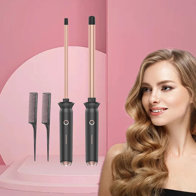 Professional 9mm Curling Wand Set with 2 Combs US Plug Fast Heating Hair Curler for Long-Lasting Salon-Style Curls Home Use 261027 - view 1