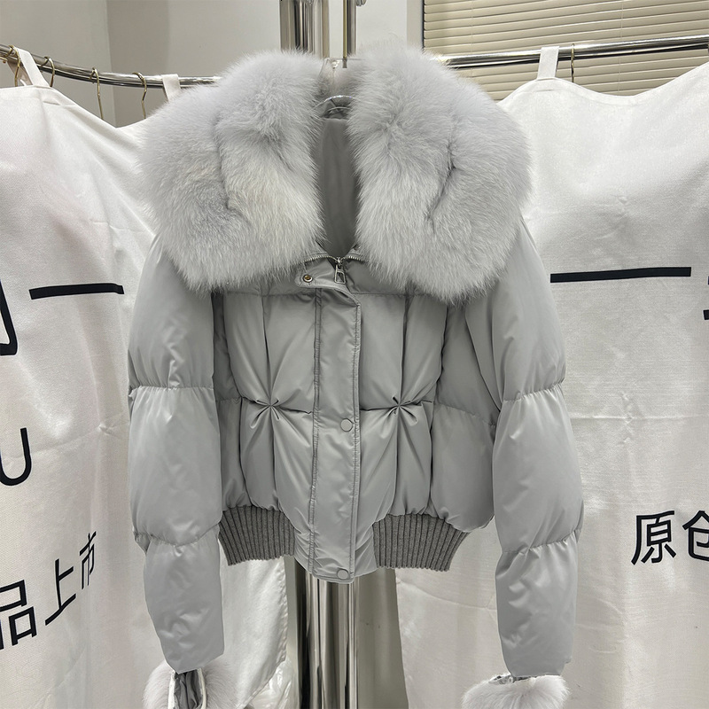 New autumn and winter cross-border fashion short down jacket for women with real fox fur large collar, light luxury, stylish, warm, high-waisted coat - view 5