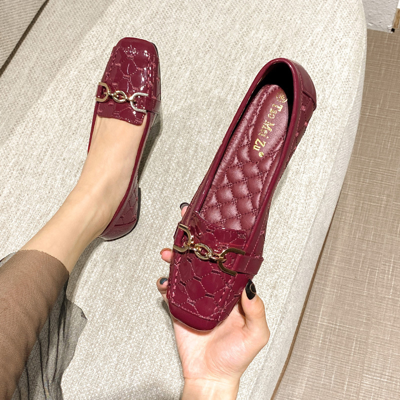 Ankle Strap Cutout flat shoes woman square toe soft leather ballet flats shiny sier slip on loafers women designer espadrilles s - view 4