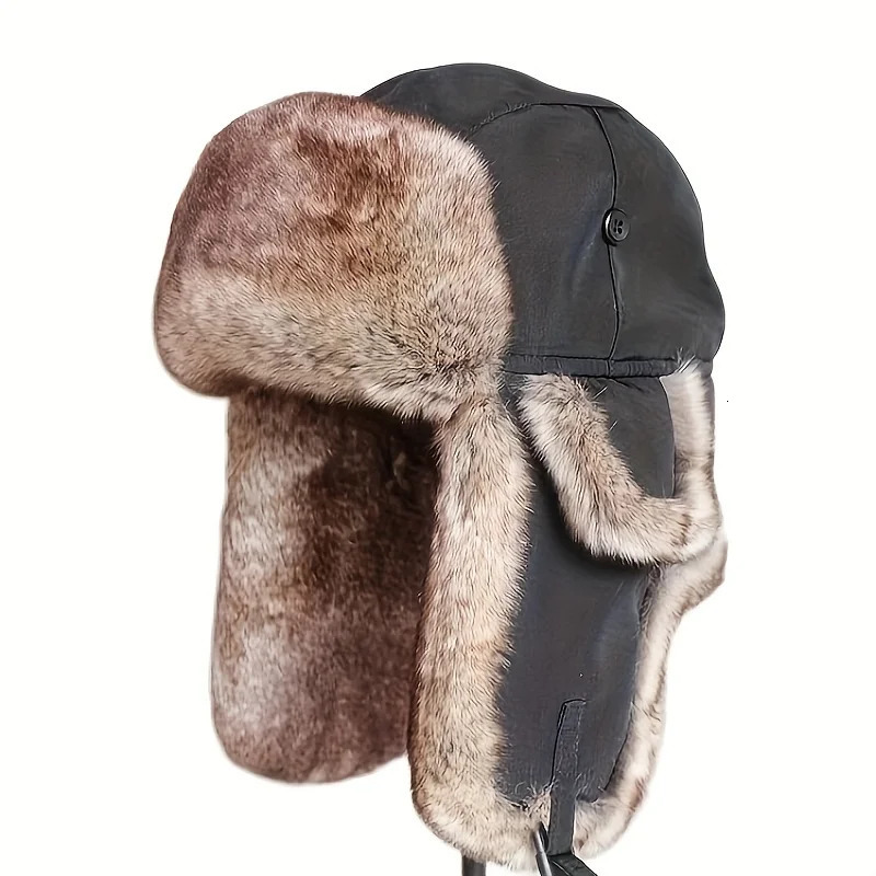 Winter Warm Bomber Hat for Men Women Snow Cap Faux Fur Russian Ushanka Trapper Hats with Earflaps Outdoor Hunting Skiing 261022 - view 6
