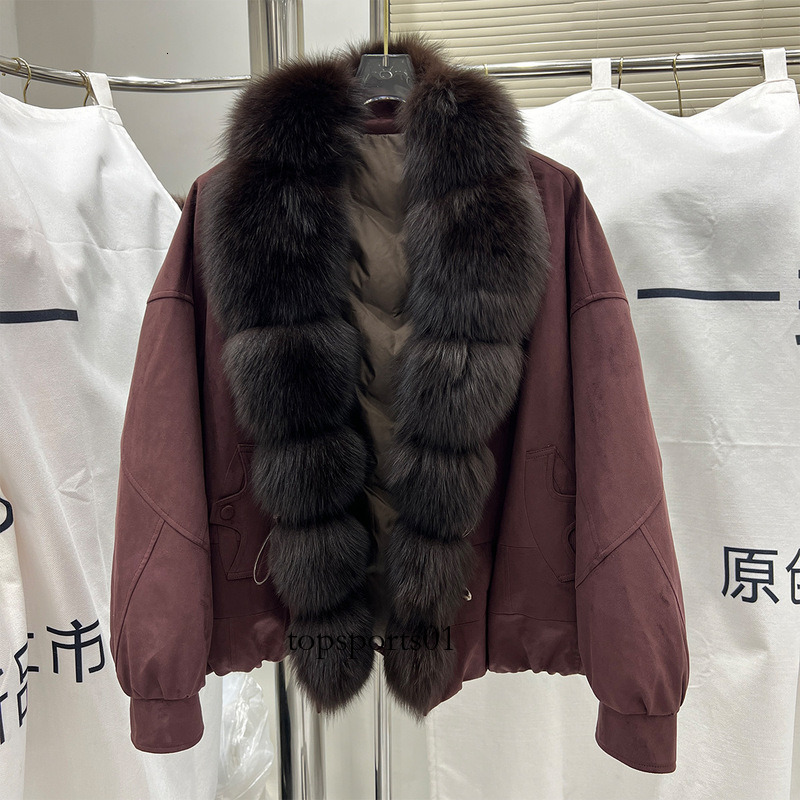 26 Winter New Style Women's Short Down Jacket with Large Real Thickened and Warm, Fox Fur Collar, Suede Parka - view 3