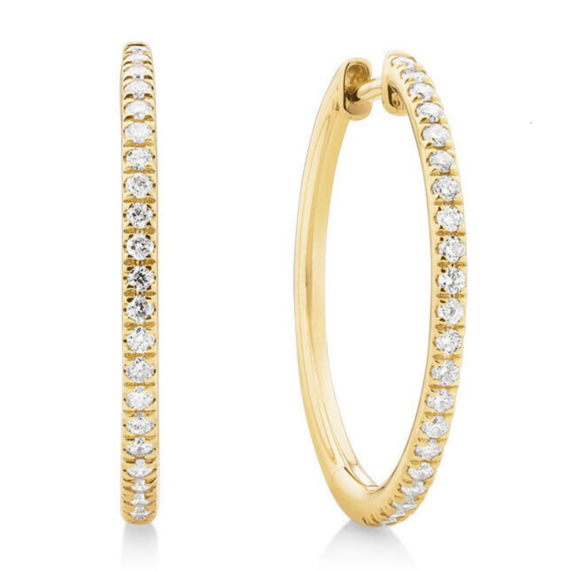 Custom 0.35 Carat TW IGI GIA HPHT CVD Lab-Grown Diamond Earrings in 14K 18K Solid Yellow Gold with Pave Hoops