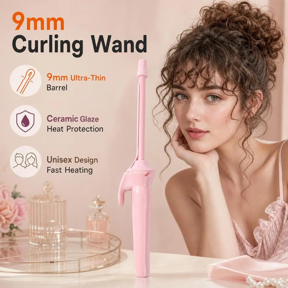 9mm Ultra Thin Ceramic Curling Wand Constant Temperature Curling Iron Fast Heating for Teddy Wool Curls Short Hair Bangs Styling 261027 - view 5