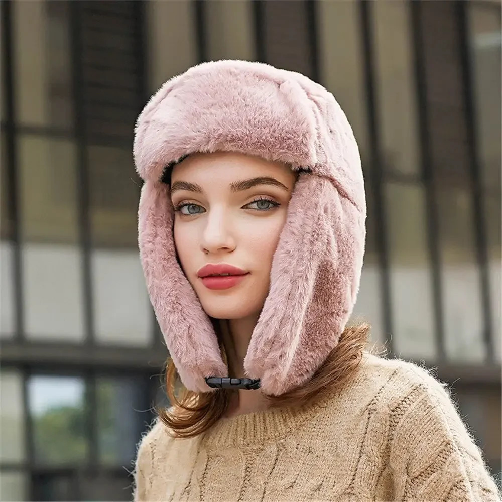 Men Women Thick Plush Bomber Hat Warm Winter Trapper Hats Russian Ushanka Snow Caps Earflap Bonnet 261022 - view 5