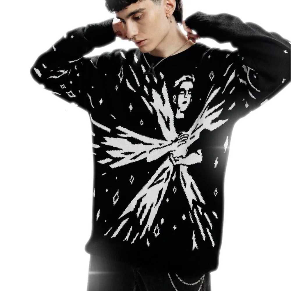 Men's Sweaters Men Women Hip Hop Abstract Quasar Knitted Sweater Harajuku Fashion Loose Tops Casual Streetwear Pullover Y2K Clothes Vintage 90s H - view 3