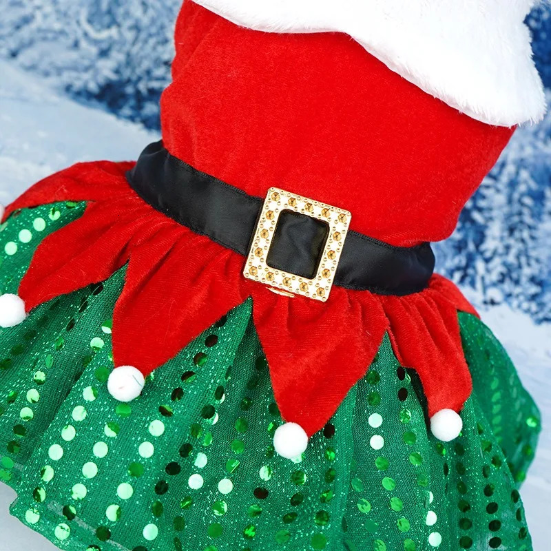 Cats Christmas Dress Fashion Santa Claus Dog Skirt Soft Warm Pet Christmas Costume Dog Holiday Party Dress Up Clothes Red 261027 - view 6