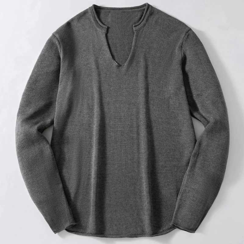 Men's Sweaters Men V Neck Knit Long sleeve Solid Color Fitness Sweater Casual Thin Pullover Autumn American Fashion Basic Knitwear M-3XL H261026 - view 3