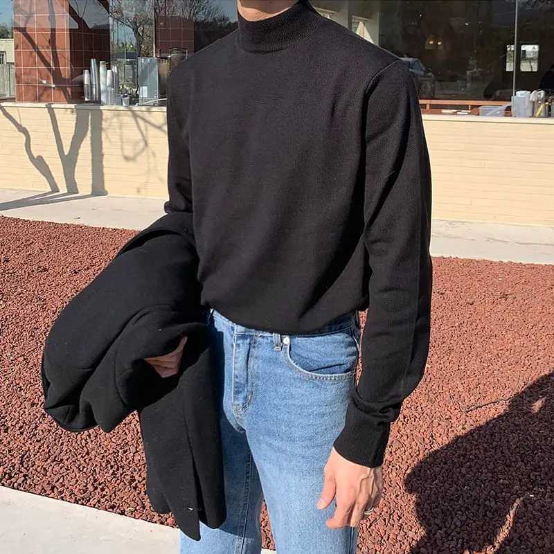 Men's Sweaters Half-turtleneck Sweater for Men Long-sleeved Korean Style Trendy Knitted Sweater with Bottoming Shirt Hong Kong Style Casual H2610 - view 6