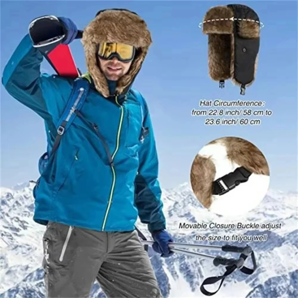 Men's Winter Trapper Trooper Earflap Warm Russian Waterproof Ski Hat Bomber Cap Ear Protectors Hats 261022 - view 5