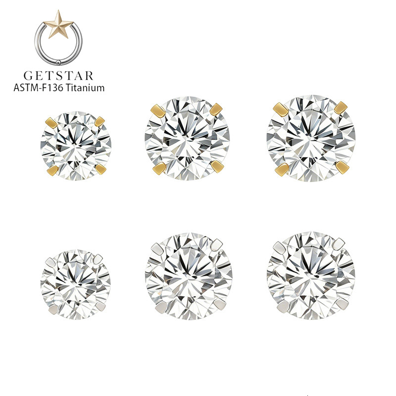 Getta Astm-f136 Titanium Titane PVD Silver Gold Labret Surface Piercing Flatback Moissanite Earrings Flat Back Men's Earrings - view 3