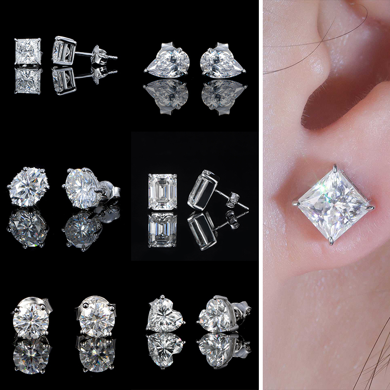 Wholesale Factory Price 10K 14K 18K Solid Pure Real Gold 750 585 Gold Vvs Moissanite Diamond Stud Earrings for Women Jewelry